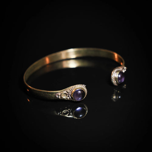 Brass Double Bracelet with Semi-Precious Stones