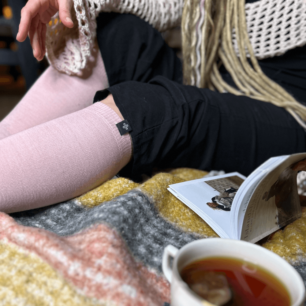 Ridstrumpa Freja Merinoull Rosa