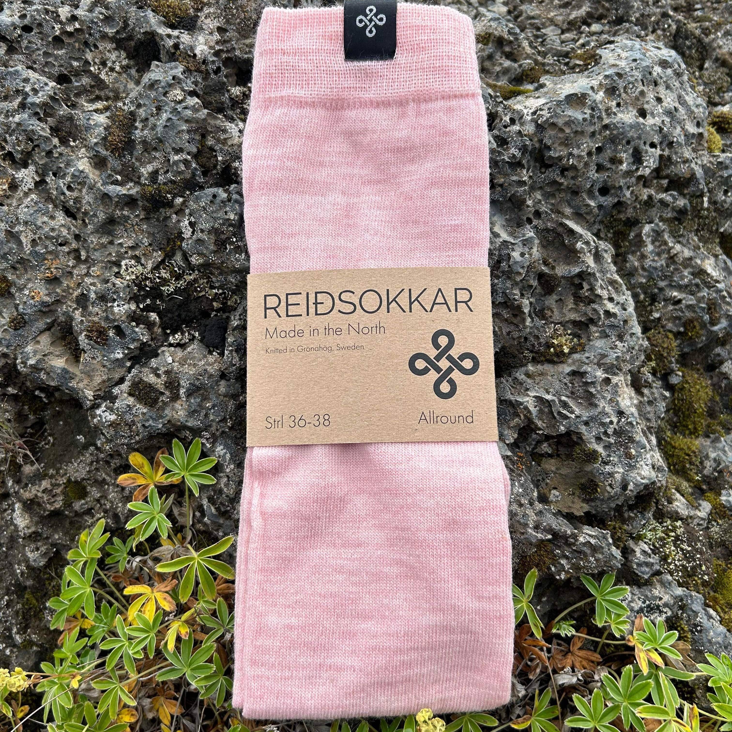 Ridstrumpa Freja Merinoull Rosa